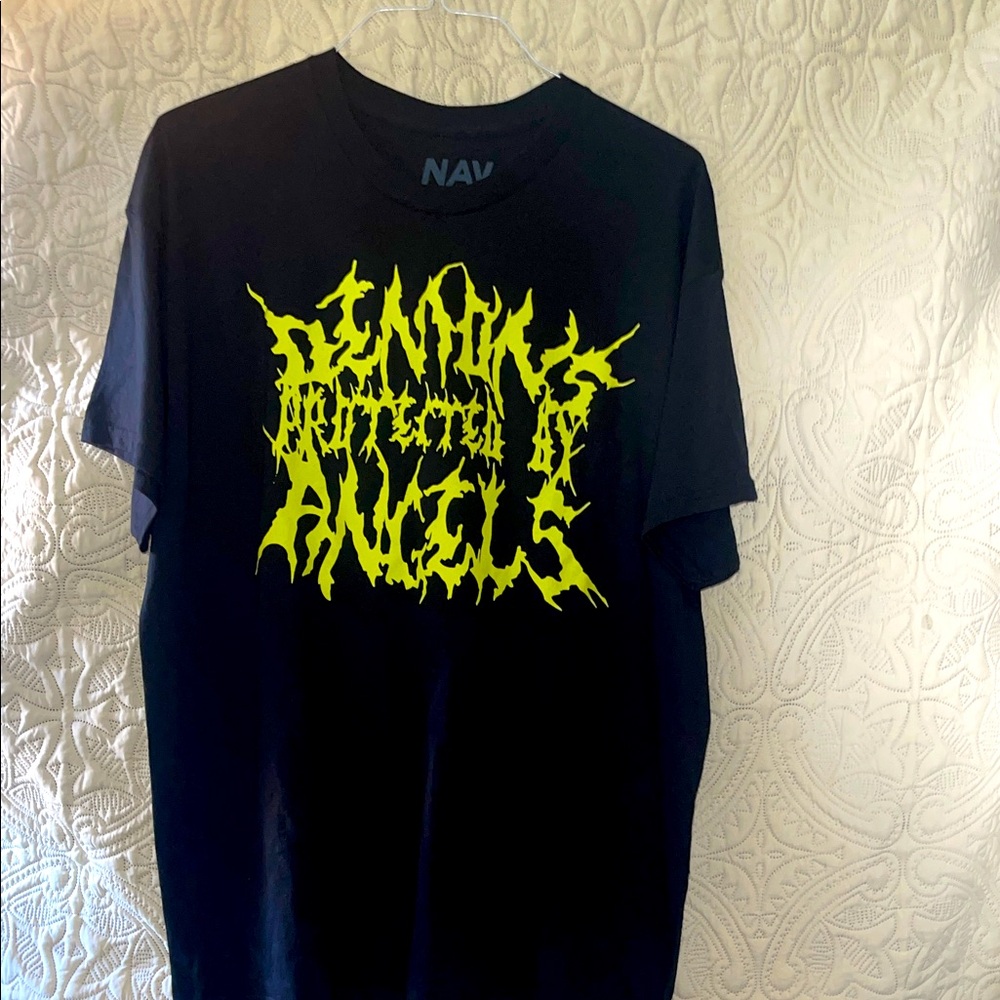 NAV V-lone Black Tee with Neon Yellow Graphic